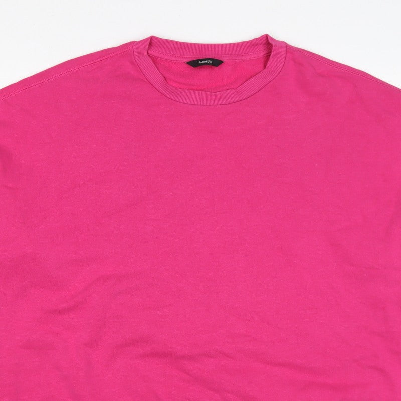 George Women Pink S Pullover Sweatshirt Crew Neck Long Sleeve