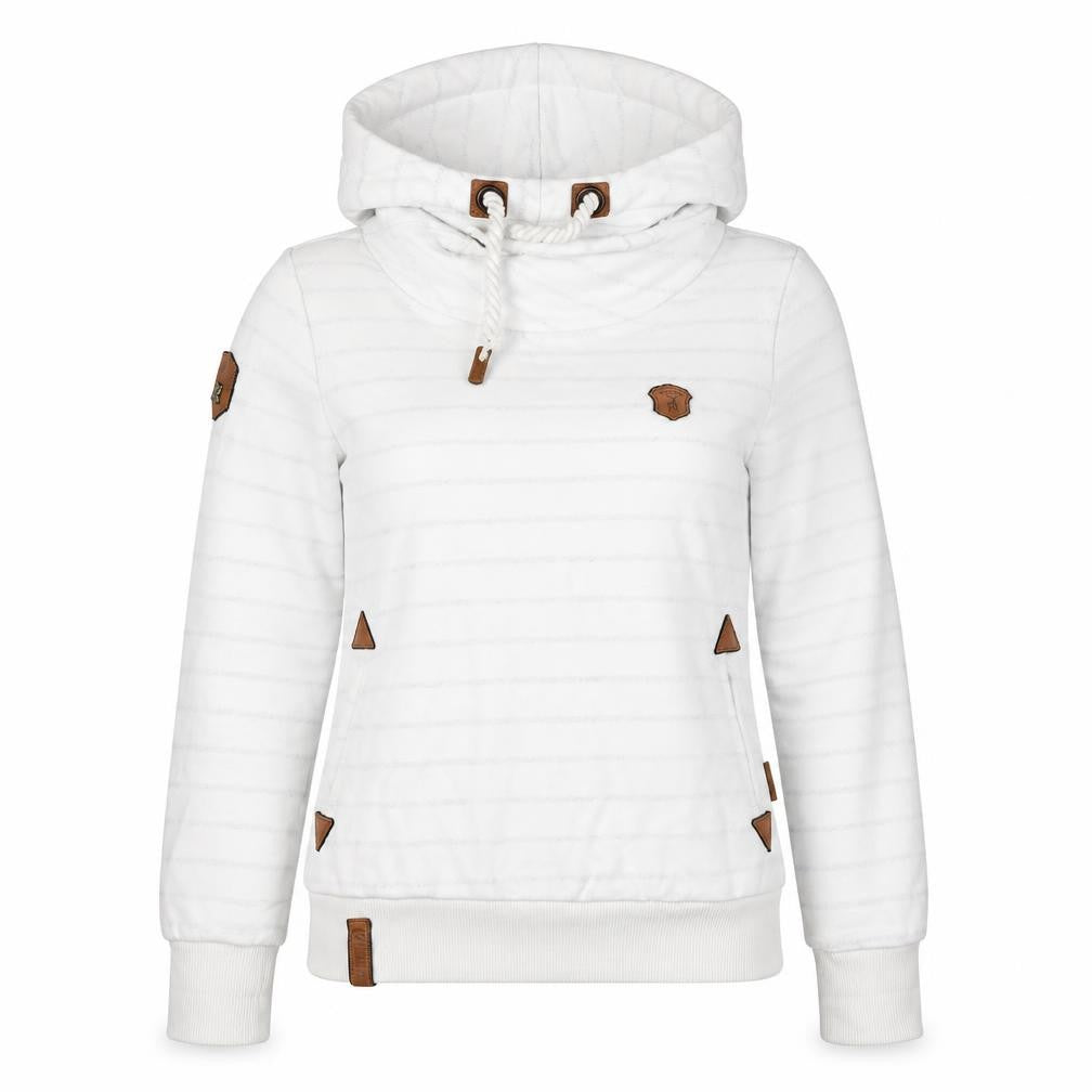 Naketano Women's White M Striped Pullover Hoodie Hooded Pockets