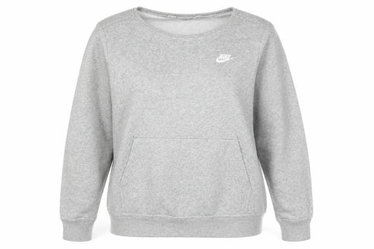 Nike Women’s Grey L Logo Crew Neck Pullover Sweatshirt with Pockets