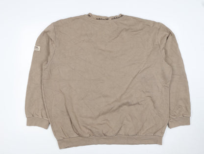Adidas Women Beige XL Pullover Fleece Logo Crew Neck Sweatshirt