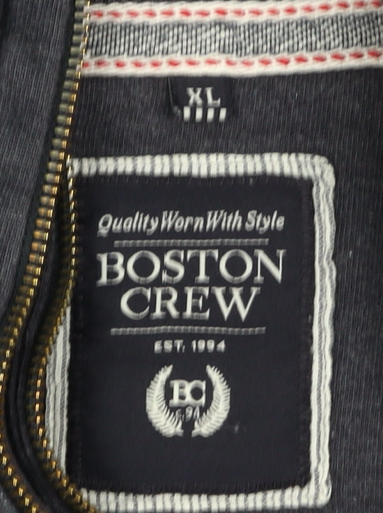 Boston Crew Men’s Black XL 1/4 Zip Pullover Hoodie Pockets