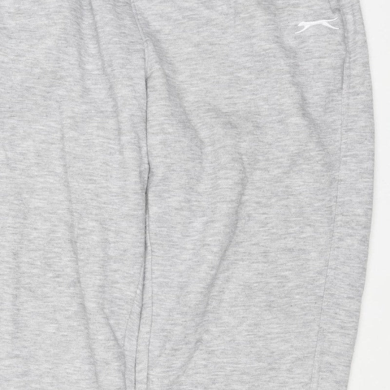 Slazenger Men Grey L Jogger Sweatpants Cotton Blend Elastic Waist Sports