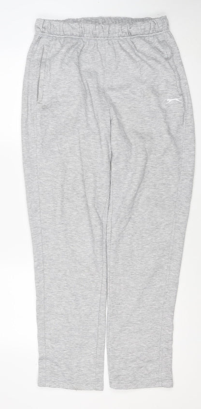 Slazenger Men Grey L Jogger Sweatpants Cotton Blend Elastic Waist Sports