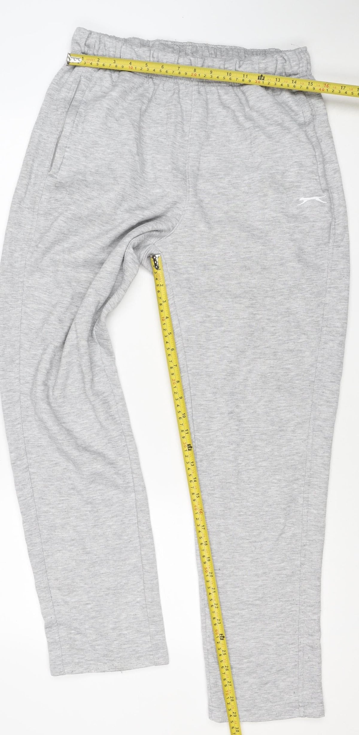 Slazenger Men Grey L Jogger Sweatpants Cotton Blend Elastic Waist Sports