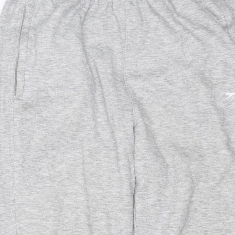 Slazenger Men Grey L Jogger Sweatpants Cotton Blend Elastic Waist Sports