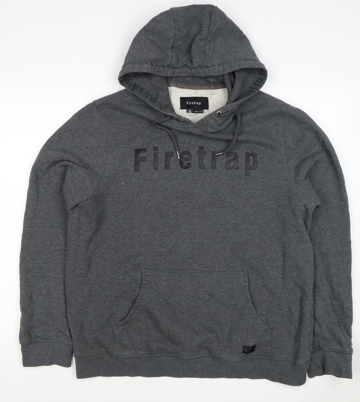 Firetrap Men's Grey 2XL Pullover Logo Fleece Lined Hoodie