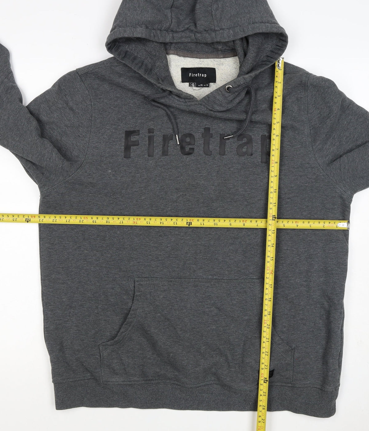 Firetrap Men's Grey 2XL Pullover Logo Fleece Lined Hoodie
