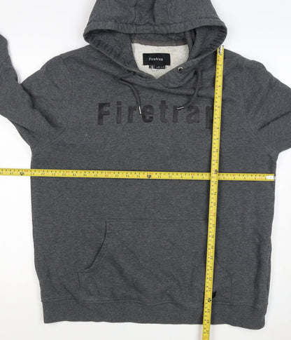 Firetrap Men's Grey 2XL Pullover Logo Fleece Lined Hoodie