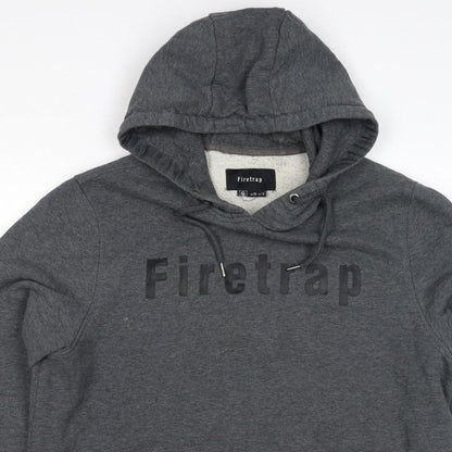 Firetrap Men's Grey 2XL Pullover Logo Fleece Lined Hoodie