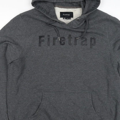 Firetrap Men's Grey 2XL Pullover Logo Fleece Lined Hoodie