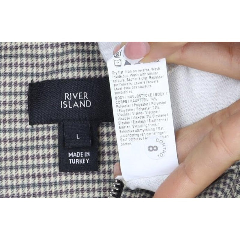 Maison Riviera Men's Beige L 1/4 Zip Check Sweatshirt Pockets