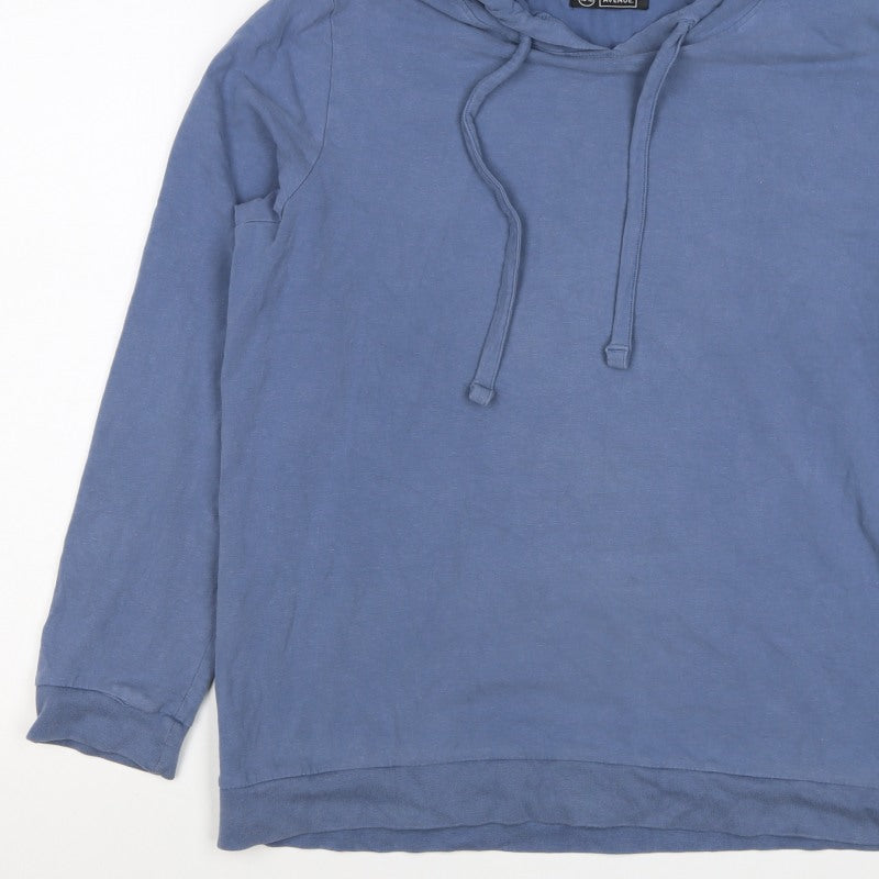 Avenue Women’s Blue Hooded Pullover Sweatshirt UK 18 Plus Cotton
