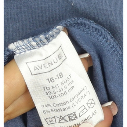 Avenue Women’s Blue Hooded Pullover Sweatshirt UK 18 Plus Cotton