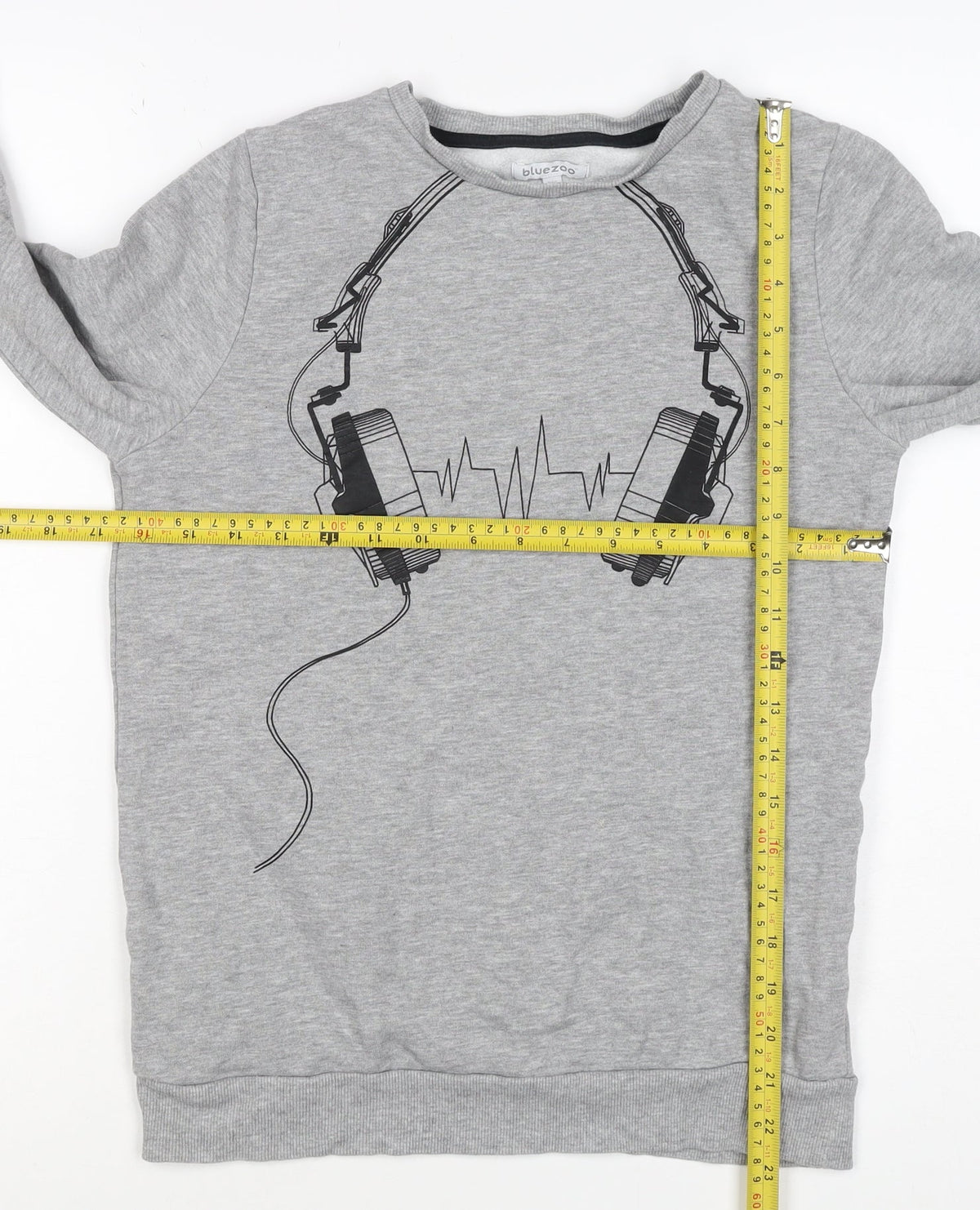 Bluezoo Boys Grey 12-13 Years Pullover Sweatshirt Headphones Graphic
