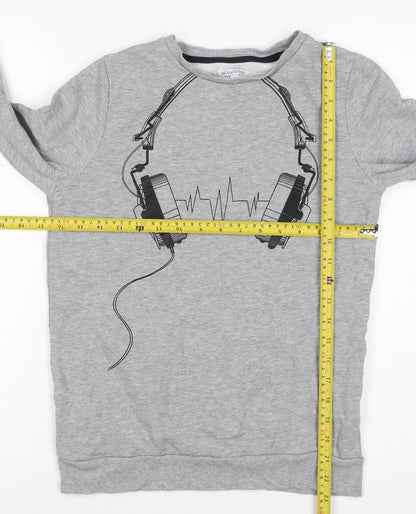 Bluezoo Boys Grey 12-13 Years Pullover Sweatshirt Headphones Graphic