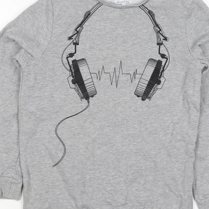 Bluezoo Boys Grey 12-13 Years Pullover Sweatshirt Headphones Graphic