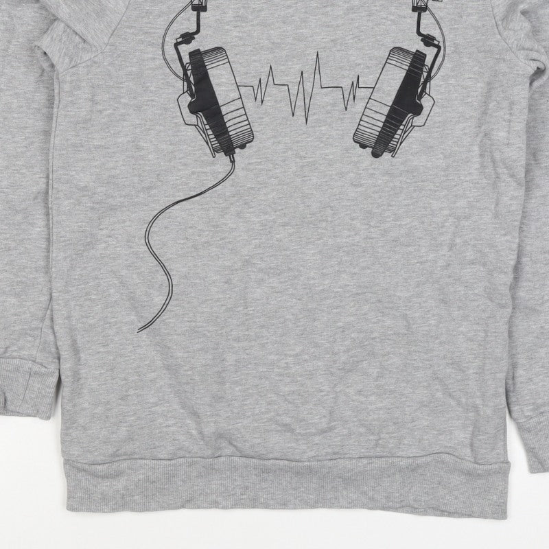Bluezoo Boys Grey 12-13 Years Pullover Sweatshirt Headphones Graphic