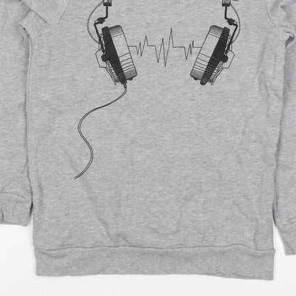 Bluezoo Boys Grey 12-13 Years Pullover Sweatshirt Headphones Graphic