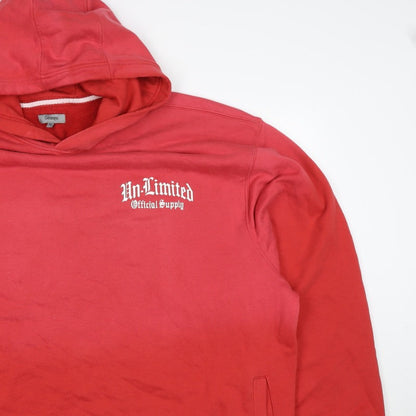 George Men’s Red 4XL Pullover Hoodie Graphic Print Logo Pockets