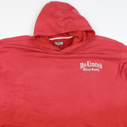 George Men’s Red 4XL Pullover Hoodie Graphic Print Logo Pockets