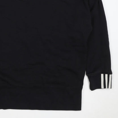 adidas Women Black UK 16 Pullover Crew Neck Logo Sweatshirt