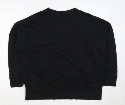 adidas Women Black UK 16 Pullover Crew Neck Logo Sweatshirt