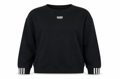 adidas Women Black UK 16 Pullover Crew Neck Logo Sweatshirt