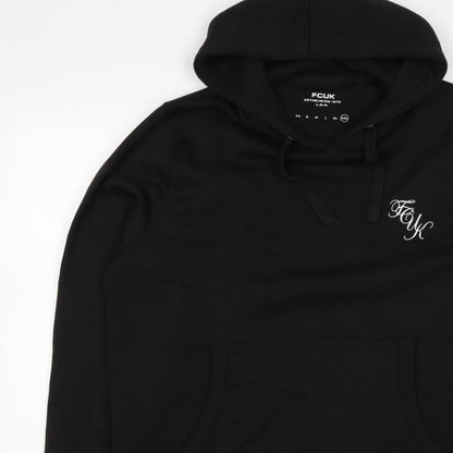 FCUK Men’s Black 2XL Pullover Hoodie Logo Drawstring Pocket