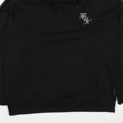 FCUK Men’s Black 2XL Pullover Hoodie Logo Drawstring Pocket