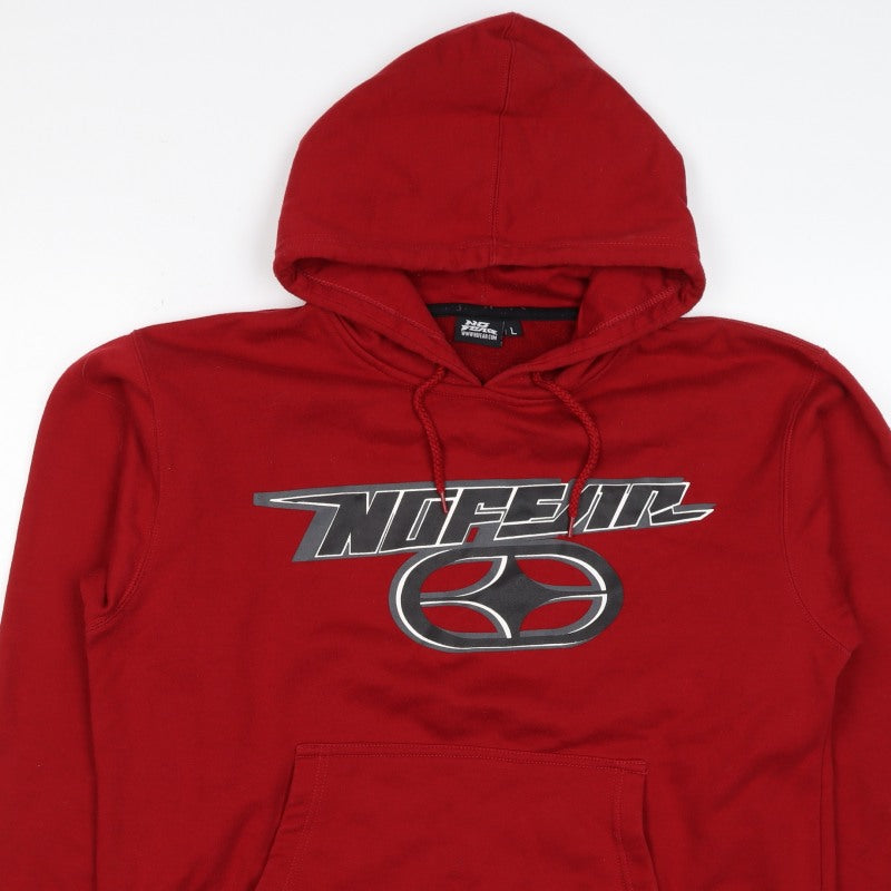 Additional view of No Fear Men's Red L Pullover Hoodie Graphic Logo Pocket