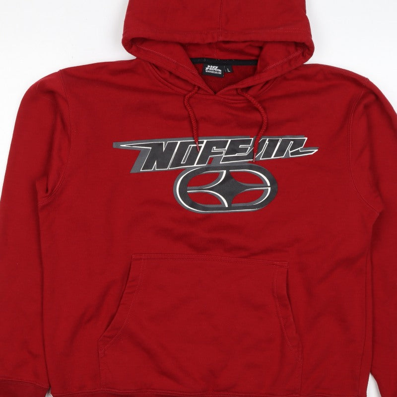 Additional view of No Fear Men's Red L Pullover Hoodie Graphic Logo Pocket
