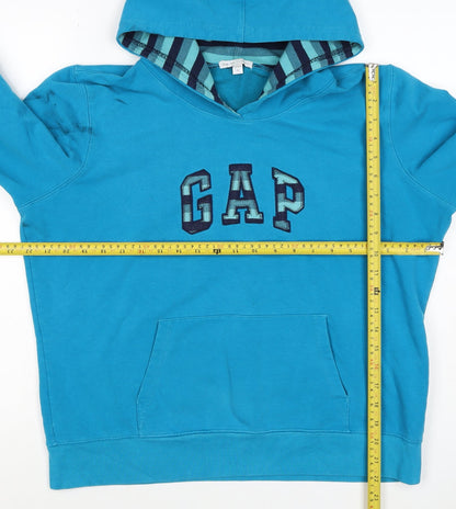 Gap Women’s Blue XL Pullover Hoodie Embroidered Logo Pocket
