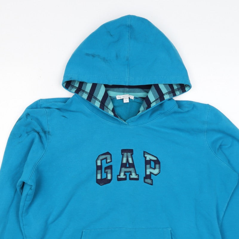 Gap Women’s Blue XL Pullover Hoodie Embroidered Logo Pocket
