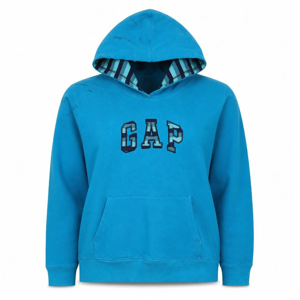 Gap Women’s Blue XL Pullover Hoodie Embroidered Logo Pocket