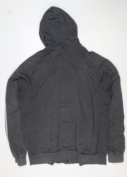 Adidas Men's Grey M Full Zip Hooded 3 Stripe Hoodie