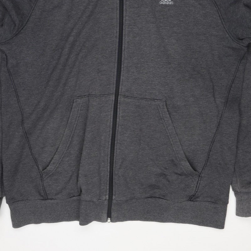 Adidas Men's Grey M Full Zip Hooded 3 Stripe Hoodie