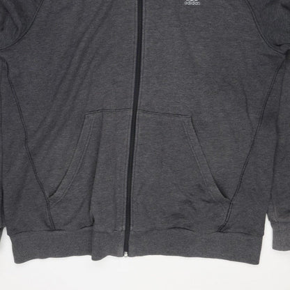 Adidas Men's Grey M Full Zip Hooded 3 Stripe Hoodie