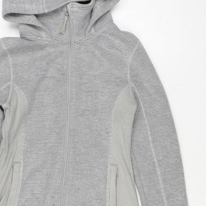 Bench Women Grey L Full Zip Hooded Ribbed Sweatshirt Zip Pockets
