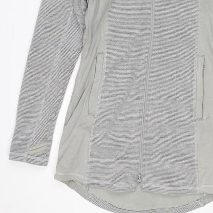 Bench Women Grey L Full Zip Hooded Ribbed Sweatshirt Zip Pockets