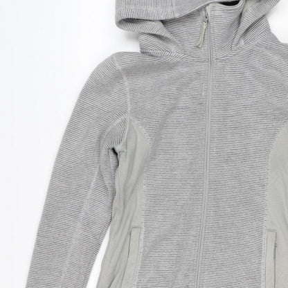 Bench Women Grey L Full Zip Hooded Ribbed Sweatshirt Zip Pockets