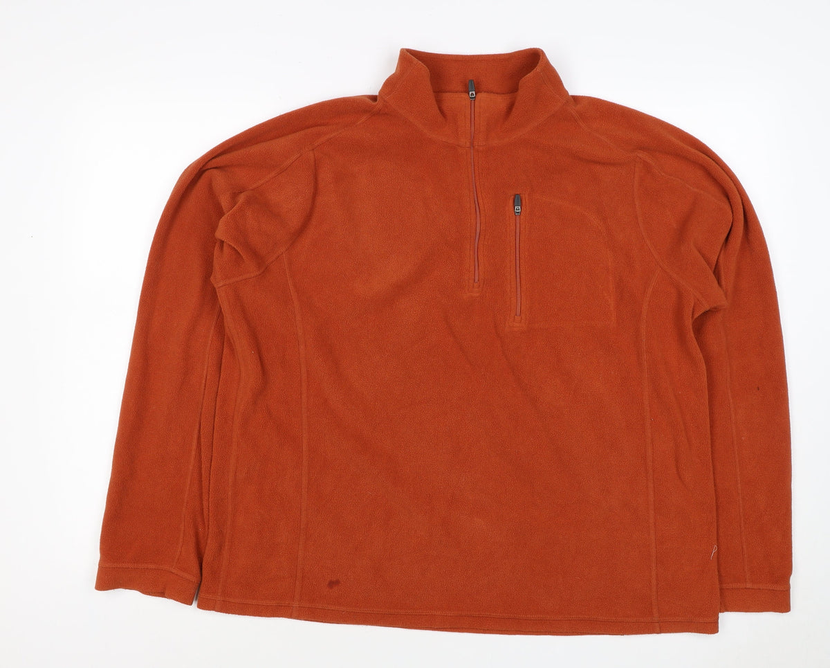L.L.Bean Men’s Orange L 1/4 Zip Fleece Pullover Sweatshirt