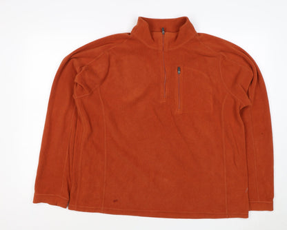 L.L.Bean Men’s Orange L 1/4 Zip Fleece Pullover Sweatshirt