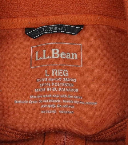 L.L.Bean Men’s Orange L 1/4 Zip Fleece Pullover Sweatshirt