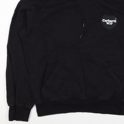 Carhartt WIP Men’s Black S Pullover Hoodie Heart Logo Cotton Blend