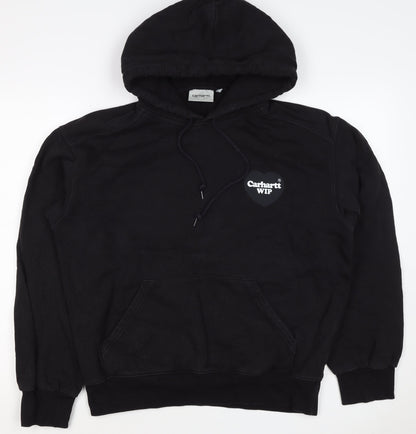 Carhartt WIP Men’s Black S Pullover Hoodie Heart Logo Cotton Blend