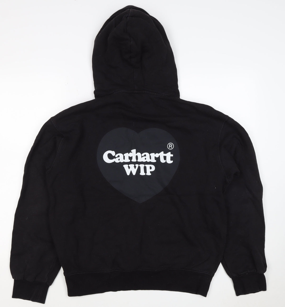 Carhartt WIP Men’s Black S Pullover Hoodie Heart Logo Cotton Blend