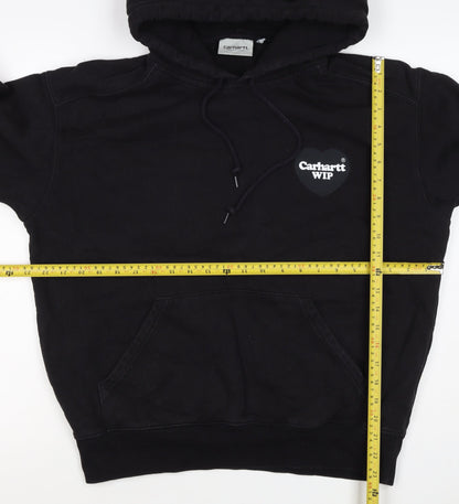 Carhartt WIP Men’s Black S Pullover Hoodie Heart Logo Cotton Blend
