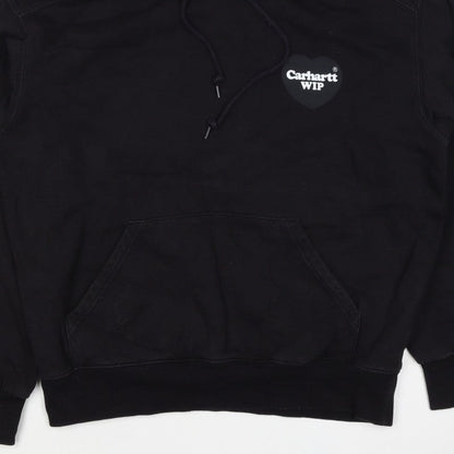 Carhartt WIP Men’s Black S Pullover Hoodie Heart Logo Cotton Blend