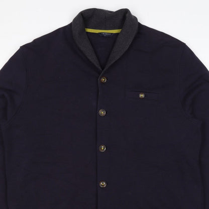 Ted Baker Men’s Blue XL Shawl Collar Button Knit Jacket