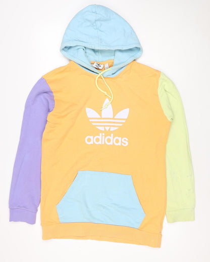 Adidas Men Multicoloured M Pullover Hoodie Logo Graphic Print Fleece